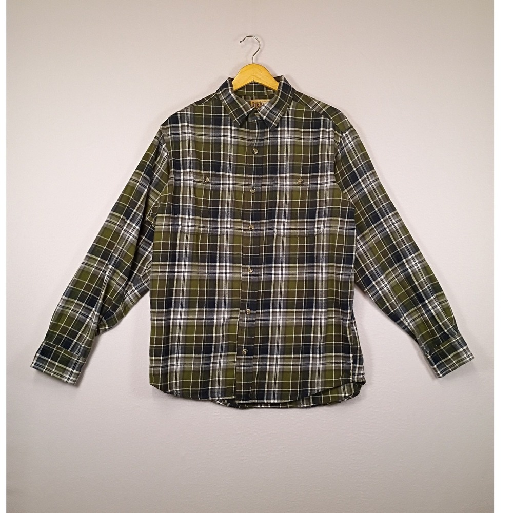 Outdoor Rugged Red Head Brand Co. Mens Medium Green Plaid Cotton Flannel Shirt